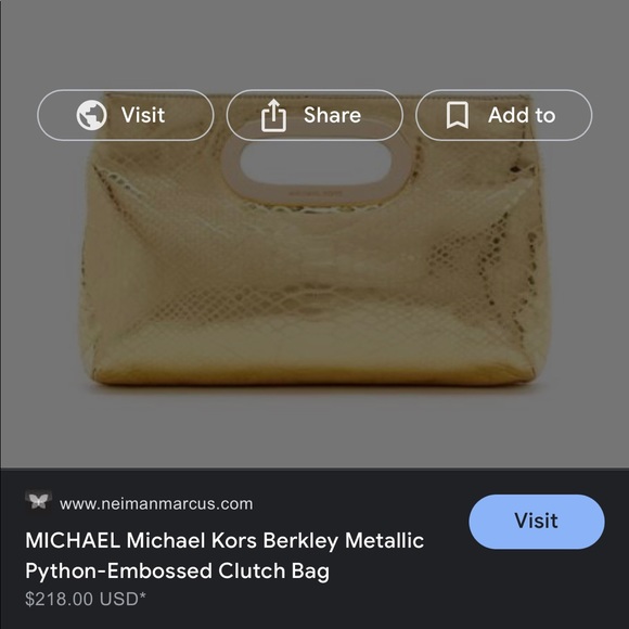 Michael Kors Berkley Metallic Python-Embossed Clutch Bag - Picture 2 of 5